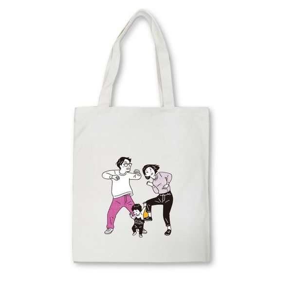 

lovely family friend print canvas bag art women shoulder bags shopping bag tote crossbody bags casual handbag for women