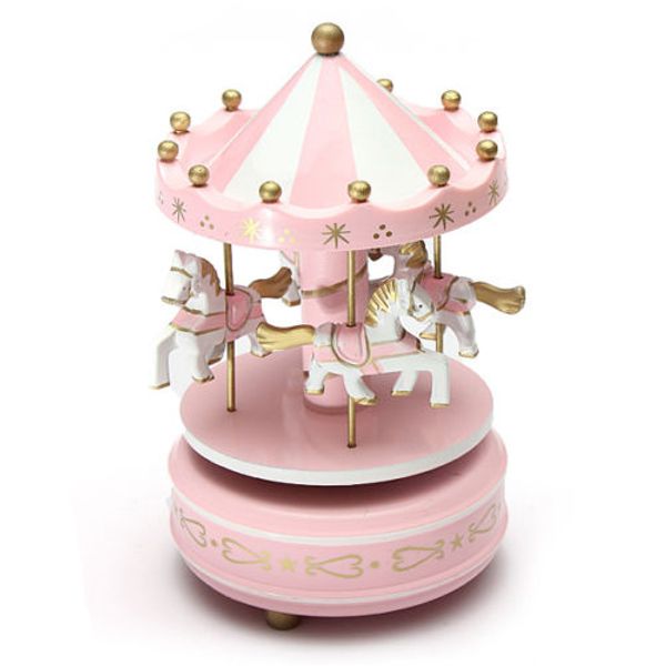 

musical carousel horse wooden carousel music box toy child baby pink game