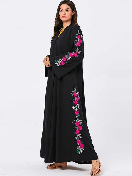 

mc209104 large size women's v-neck arabian casual robe jilbabs and abayas dropshipping oman embroidered muzulmanski, Red