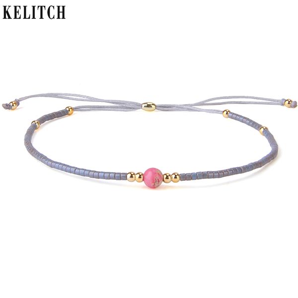 

kelitch gray miyuki seed beaded bracelets woven braided fashion strand string bracelets bangles adjustable 2019 newest, Golden;silver