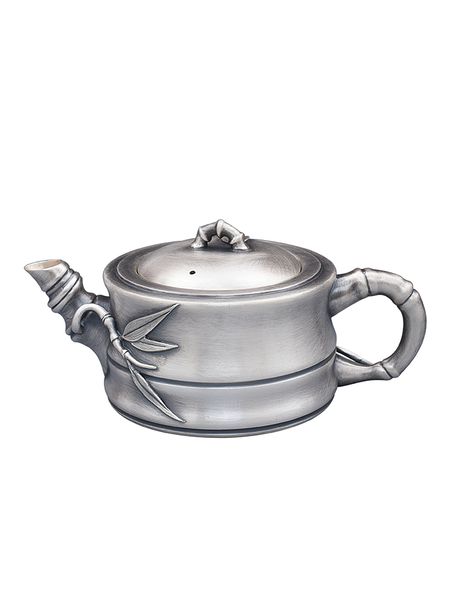 

pure handmade 999 silver teapot, sterling silver tea set, tea ceremony kettle, bamboo fun teapot, kungfu tea set, old silver pot