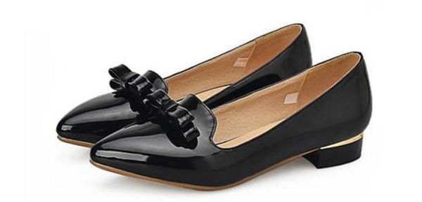 

women's shoes in spring and autumn low heel pointed end bowknot @kl624, Black