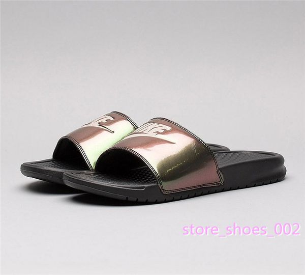 

nike slippers xshfbcl мода лето дизайнер пара моделей черный и белый лазер обесцвечивание пляжные тапочки мужчины и женщины тапочки, Black;grey