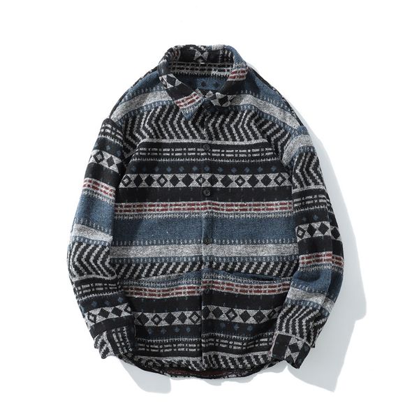 

men's casual shirts japanese streetwear striped long sleeve shirt men autumn geometric hip hop button down dress, White;black