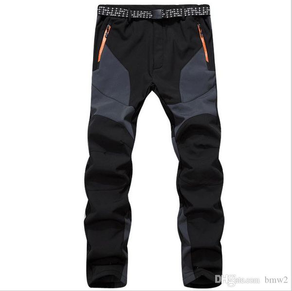 

men pants spring autumn casual patchwork slim trousers men warm men's pants, Black