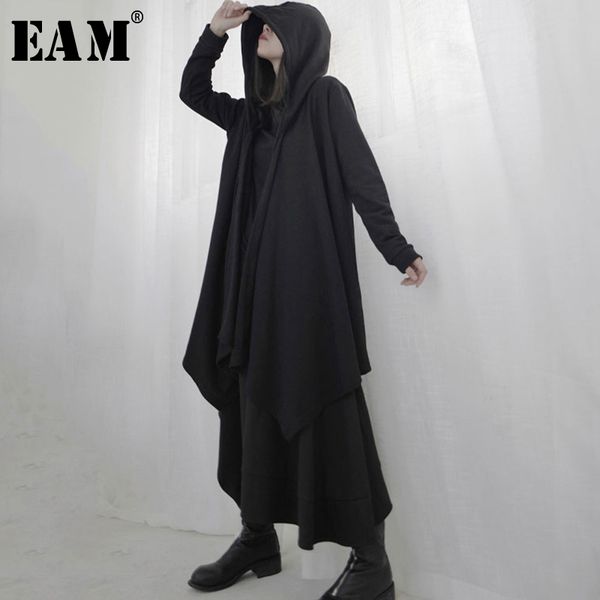 

eam] loose fit black asymmetrical split joint big size jacket new hooded long sleeve women coat fashion tide spring 2020 1s230, Black;brown