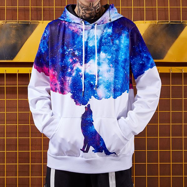 

original 3-d star tie-dyed fashion hooded hoodies autumn students and teenagers hip-hop sweatshirts mens designer hoodie, Black