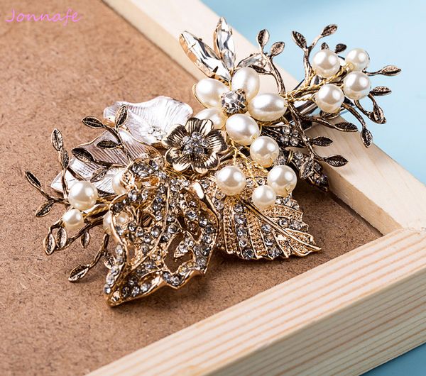 

wholesale-leaf hair clip barrettes pearls wedding hair comb accessoris women jewelry headwear handmade, Slivery;golden