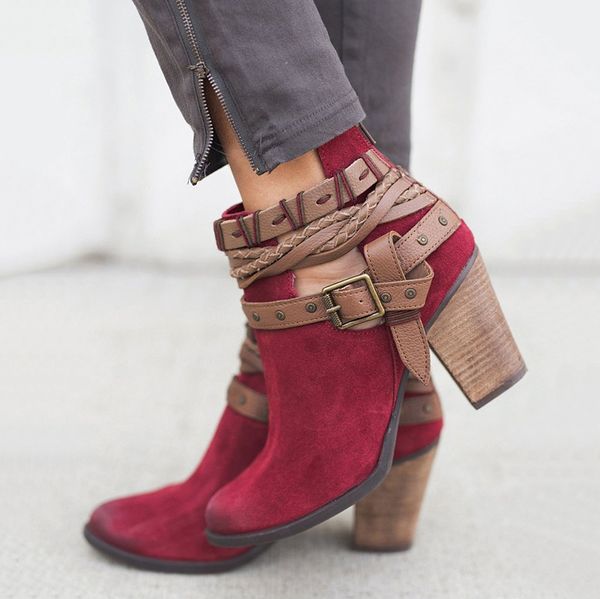 

plus size 35-43 women ankle boots casual fashion party comfort high heels women boots #htjx1198, Black