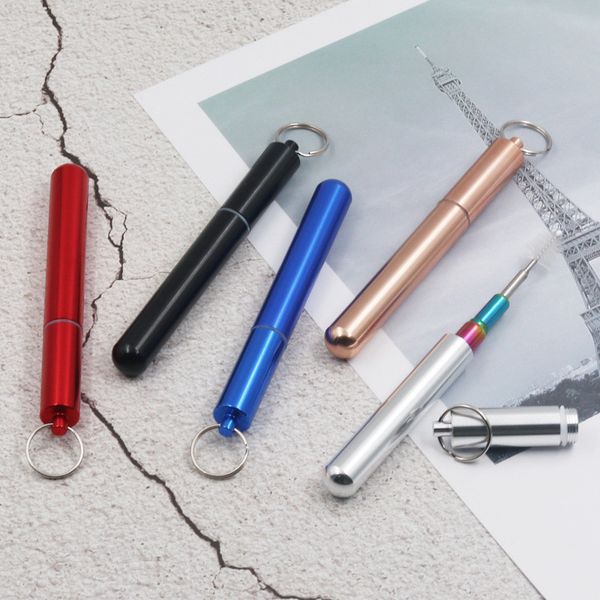 

fda portable reusable folding drinking straws stainless steel metal telescopic foldable straws with aluminum case & cleaning brush