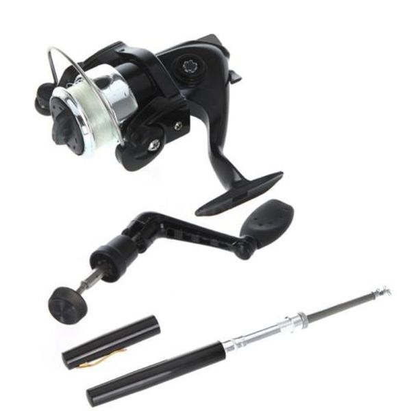 

portable 5.1:1 pocket pen shape aluminum alloy fishing rod pole + reel kit new