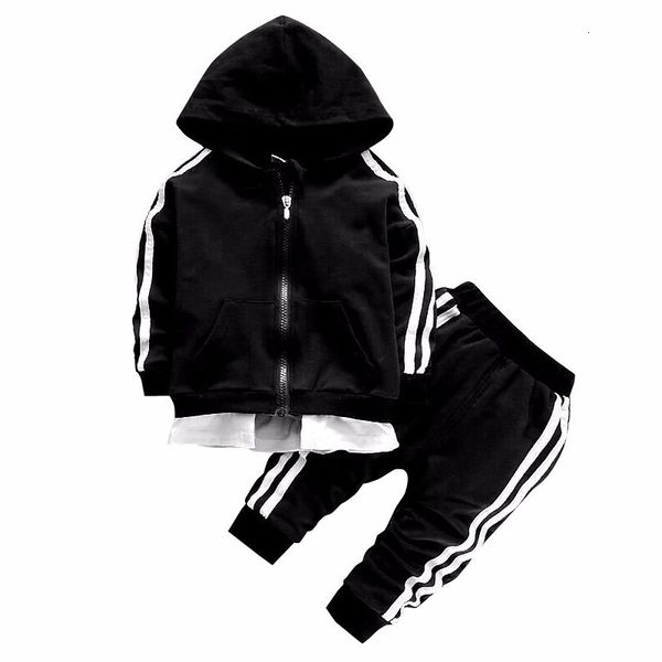 

kids tracksuit children boy girl cotton zipper jacket pants 2pcs kids leisure sport suit infant clothing baby casual tracksuit, White