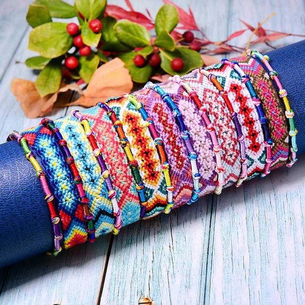

charm bracelets 19 pieces braided bracelet women fashion friendship cotton rope chic girl handmade boho wrap pulseras femme drop, Golden;silver