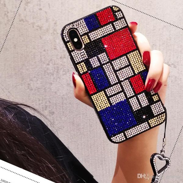 

new thousand diamond case for iphone 11 pro max with lanyard colorful rhinestone for iphone 6s 7 8 x xs xr max cover samsung s8 s10 note 8 9
