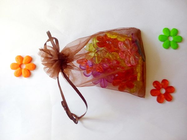 

20*30cm 30pcs organza bag brown drawstring bag jewelry packaging bags for /gift/ small transparent pouch yarn