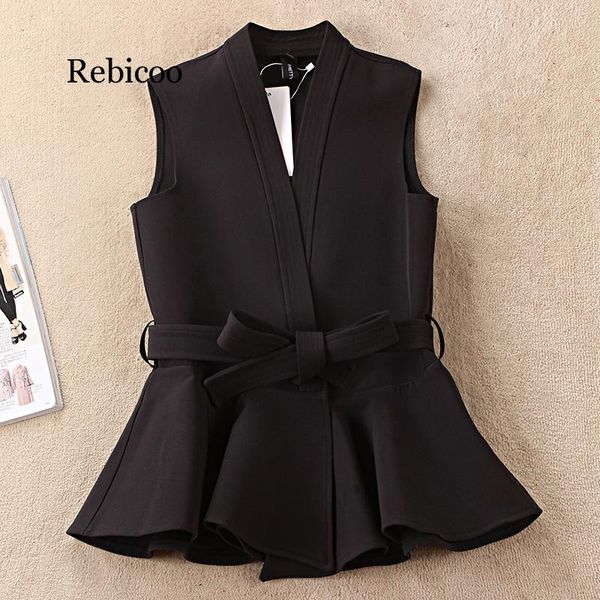 

2020 nevettle black belted vest women spring casual colete femme, Black;white