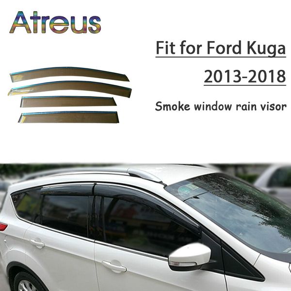 

atreus 1set abs rain smoke window visor car wind deflector for ford kuga 2013 2014 2015 2016 2017 2018 accessories