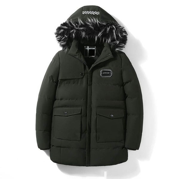 

men's trench coats 2021 brand winter parka jacket men fashion hooded fur collar removable mid-long thick warm wool liner, Tan;black