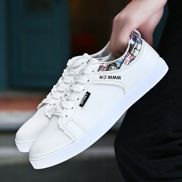 

2019 luxury leather shoes men sneakers men trainers lace-up flat driving shoes zapatillas hombre casual, Black