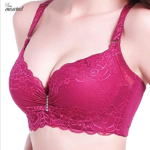 

fashion lace thin cup push up bra big size d cup women underwear brassiere gather bralette lingerie modis, Red;black