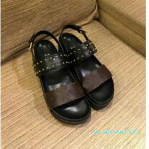 

luxury women popular leather sandal striking gladiator style designer leather outsole perfect flat canvas plain sandal c01, Black