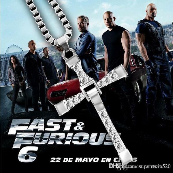 

the fast and the furious necklace toledo crystal christian cross pendant necklaces jesus charm movie jewelry for christmas gift, Silver