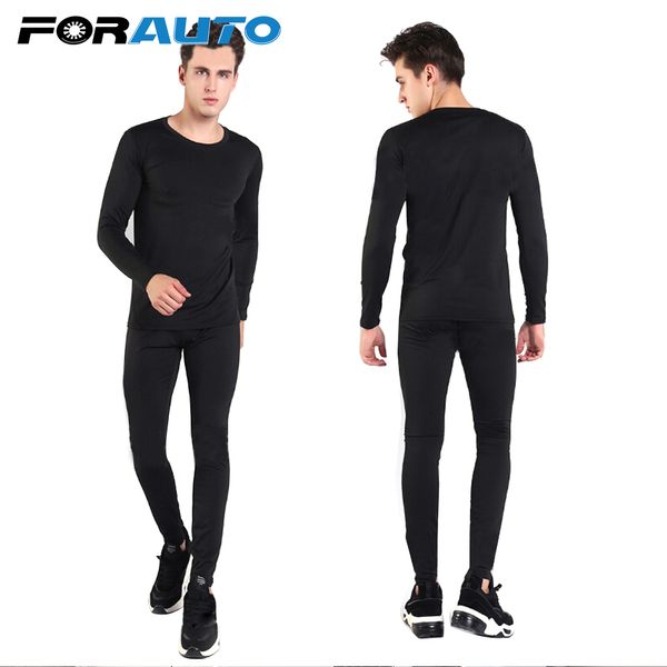 

forauto men's fleece lined thermal underwear set bottom suit motorcycle skiing base layer shirts & winter warm long johns