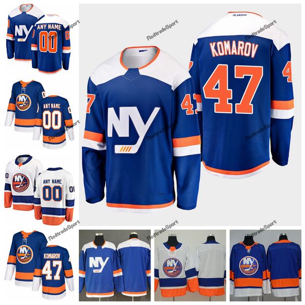 

2019 new york islanders leo komarov hockey jerseys mens custom name alternate blue home 47 leo komarov stitched hockey shirts, Black;red