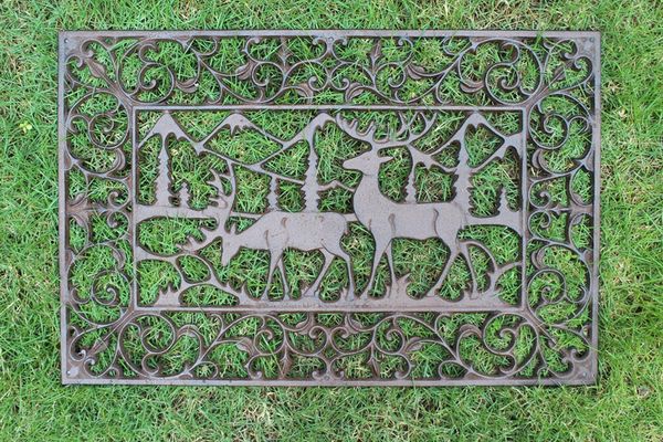 2019 Cast Iron Doormat Rectangle Elk Scrolled Door Mat Antique Finish Decorative Metal Craft Home Garden Yard Patio Floor Outdoor Decor Vintage From