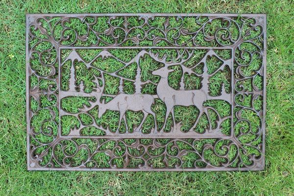 2019 Cast Iron Doormat Rectangle Elk Scrolled Door Mat Antique Finish Decorative Metal Craft Home Garden Yard Patio Floor Outdoor Decor Vintage From