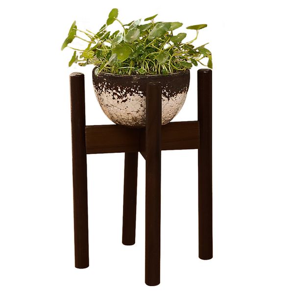 

wood display potted holder rack durable mid century floor protective indoor outdoor easy install modern plant stand decoration