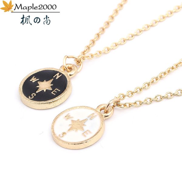 

new fashion pendant stainless steel necklace southeast and southwest compass gold necklaces for women fashion jewelry, Silver
