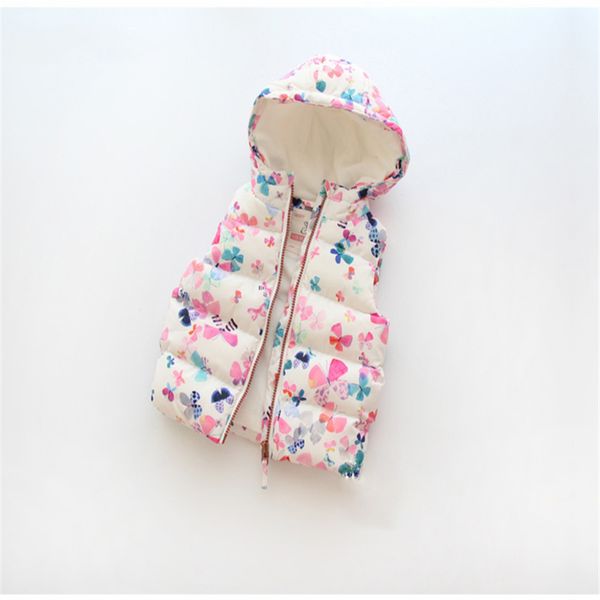 

baby girl clothes cute baby vest butterfly and cat girls clothing colete infantil warm hooded fashion cotton vest 2-8y, Camo