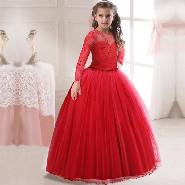 

red wedding dresses for little girl long ball gowns girls children pregnant dress infantil vestidos for teenagers 5 8 12 14 yrs, Red;yellow