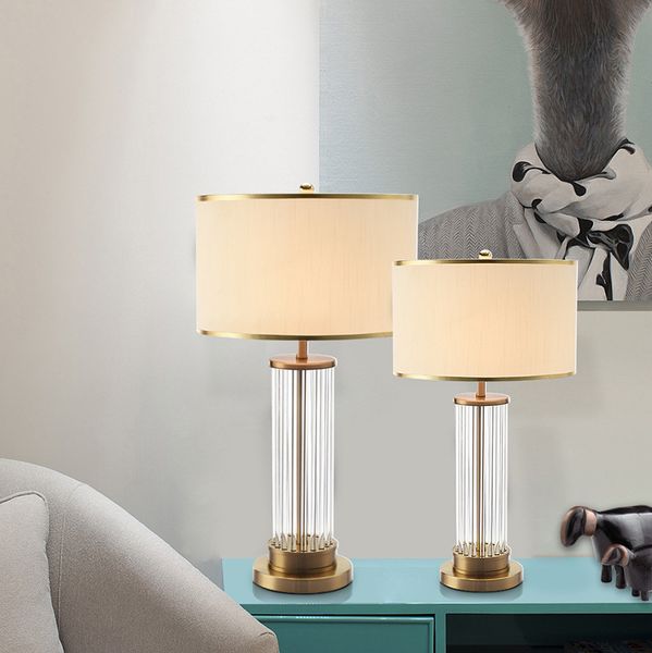 

led crystal modern table lamps for living room bedroom bedside modern classic nightstand lamps with fabric lamp shade