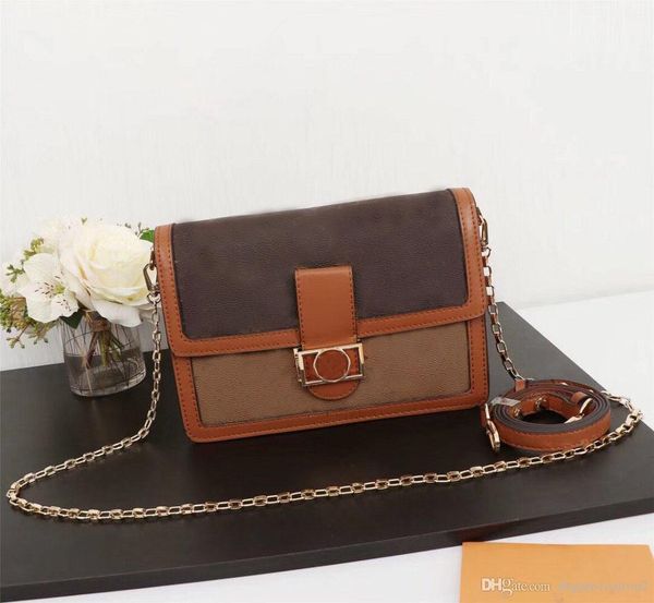 

original women's dauphine m44391 shoulder bag medium chain bags genuine leather messenger purse female handbags