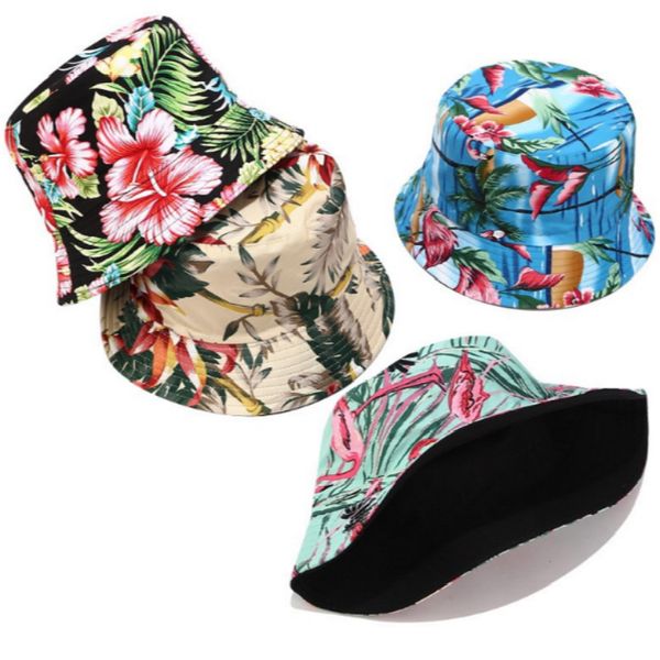 

floral summer women hat cotton flower bucket hat hip hop outdoor vacation beach panama reversible fisherman female sun, Blue;gray
