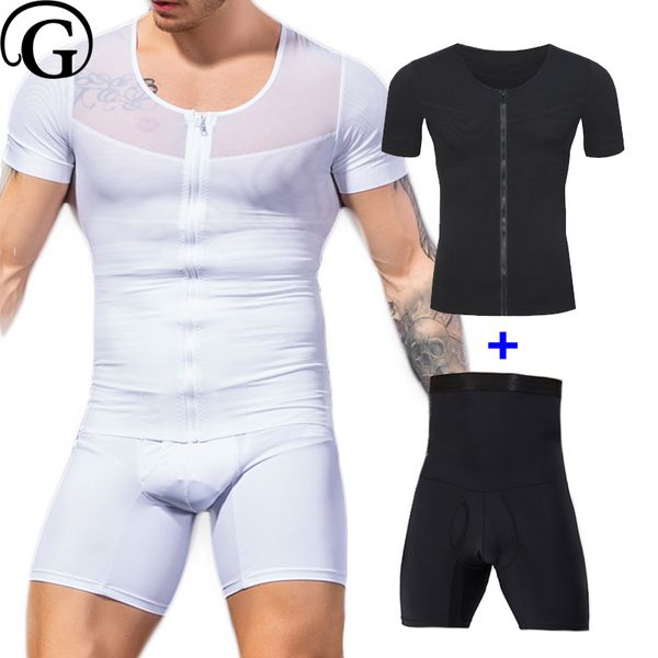 

shaper set underwear gynecomastia control panties slimming abdomen corset men body shapers, Black;brown