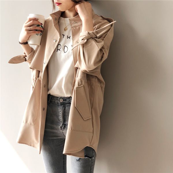 

new korean fashion loose solid color collar jacket female 2019 european and american casual office ladies straight jacket b319, Black;brown