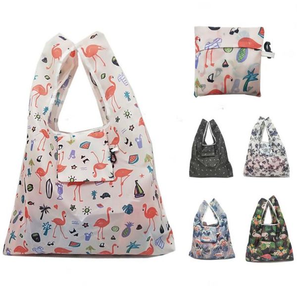 Постоянное использование продуктовых пакетов для хранения сумки для покупок фламинго складываемые мешки с тяжелыми рабочими многоразовыми мешками для продуктовых магазинов экологически чистые подарки