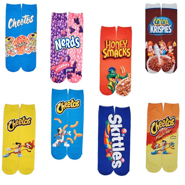 

funny crazy novelty 3d print food chips pattern athletic basketball crew tube socks children creative socks colorful stockings m627f, Black