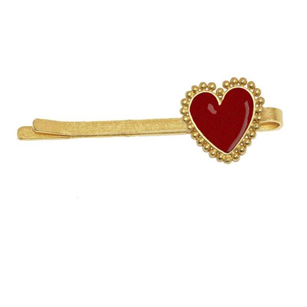 

2019 new fashion women's red white black heart tassel hairpins for women vintage gold heart hair clip hair accessories, Golden;white