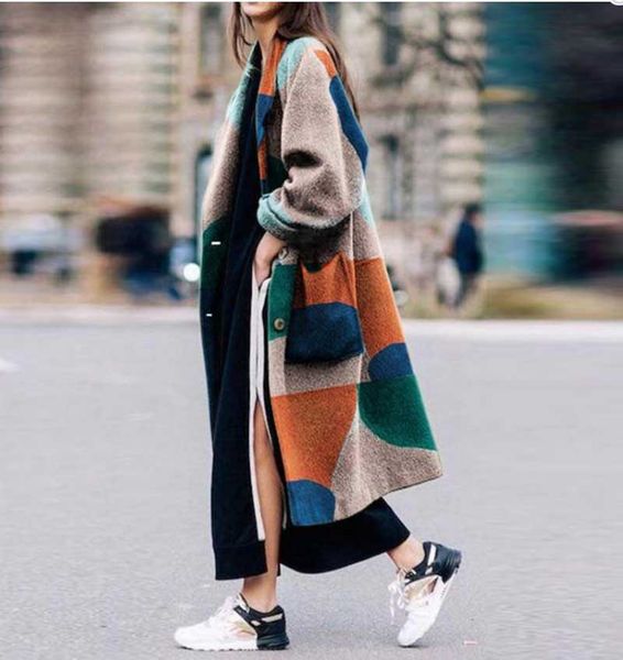 

2019 осенью и зимой новое место европейской и американской моды отворот печатных длинными рукавами женщин куртки, Black