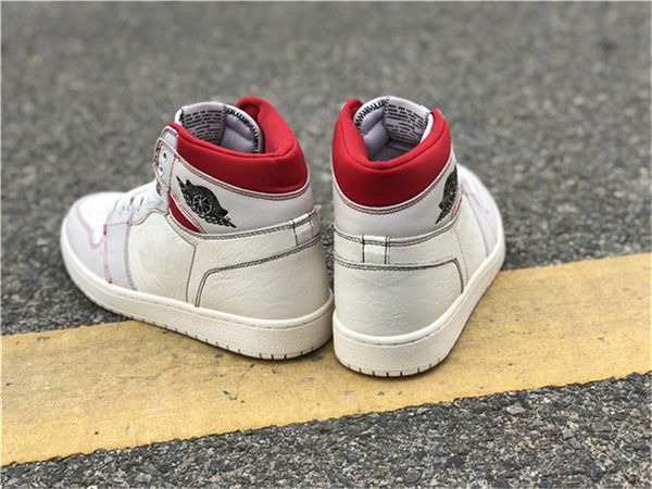 

wholesale 2019 air high og 1 retro sail red basketball shoes white phantom university red 555088-160 mens sports sneakers with box, White;red