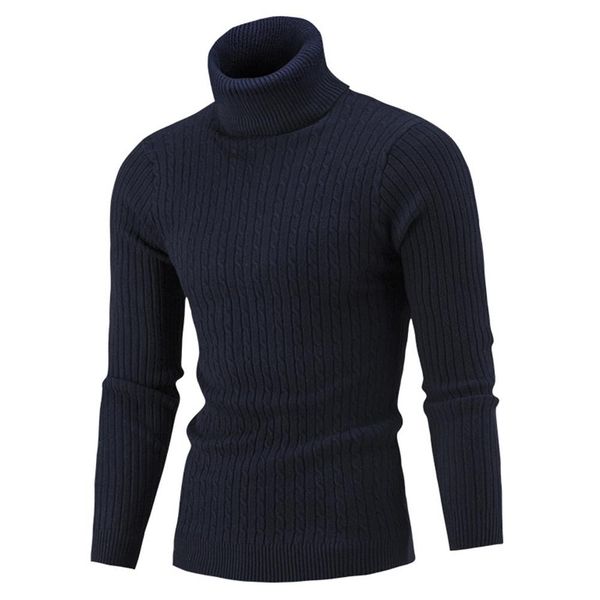 

new men solid color long sleeve turtle neck pullover slim knit sweater jumper top, White;black
