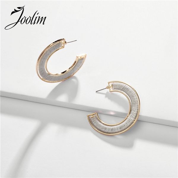 

joolim gray black red cotton knitted c shape earring hoop earring european earrings, Golden;silver