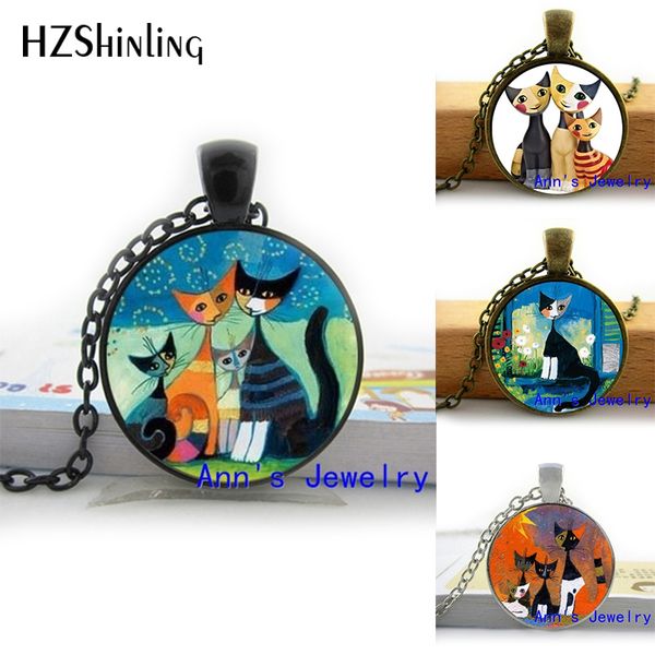 

hzshinling стекло ожерелье кулон кошек чудес кошки ювелирные изделия девушки стекло кабошон ожерелье подарок гц1, Silver