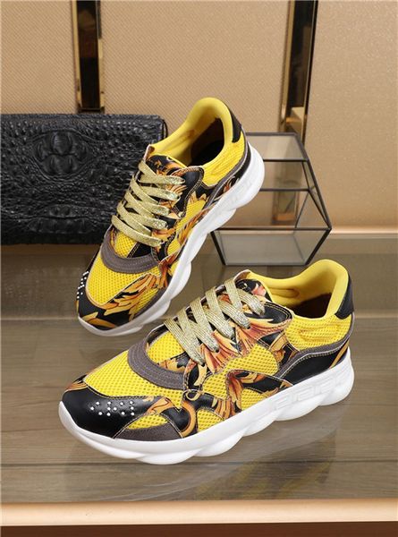 

2019 chain reaction sneakers men luxury shoes females women mesh rubber sport trainers casual fashion shoes leather versace 2020 new