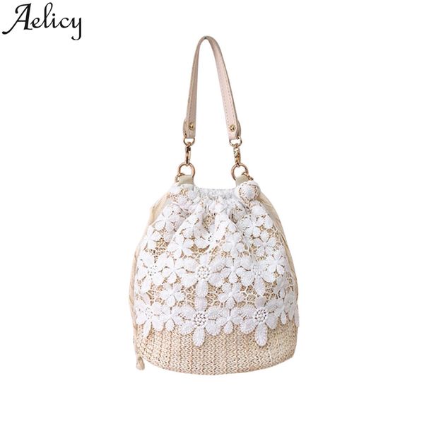 

aelicy bucket bag handbag fashion simple large solid color lace beach bag outdoor fitness anti theft crossbody bags women