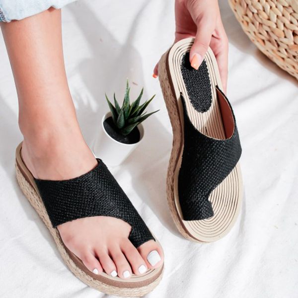 

heflashor women leather shoes comfy platform flat sole casual soft big toe foot correction sandal orthopedic bunion corrector, Black